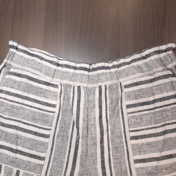 BP Linen Baja Shorts Womens Size Small Gray High Waist Pull On Chino Striped - Picture 4 of 9